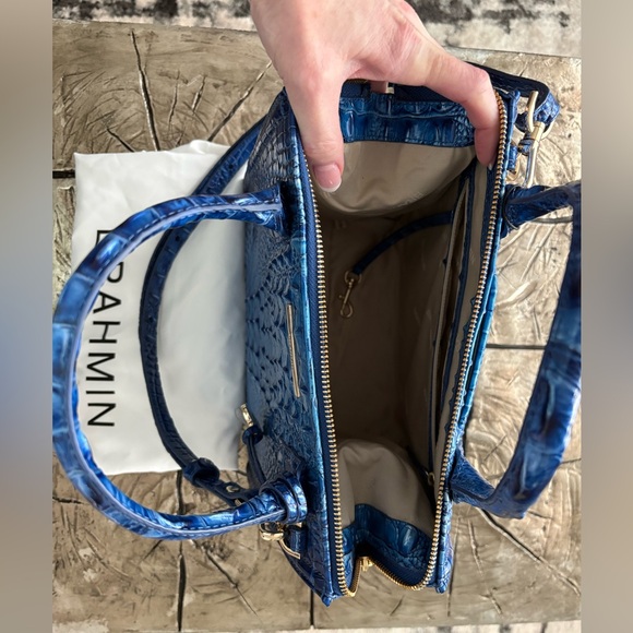 Brahmin Vibrant Blue Embossed Crossbody Bag